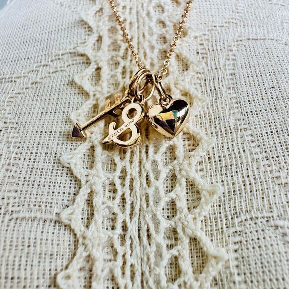 Tiffany & Co Love and Arrow Pendant Necklace in 18k Rose Gold, 16-18" - Picture 3 of 8